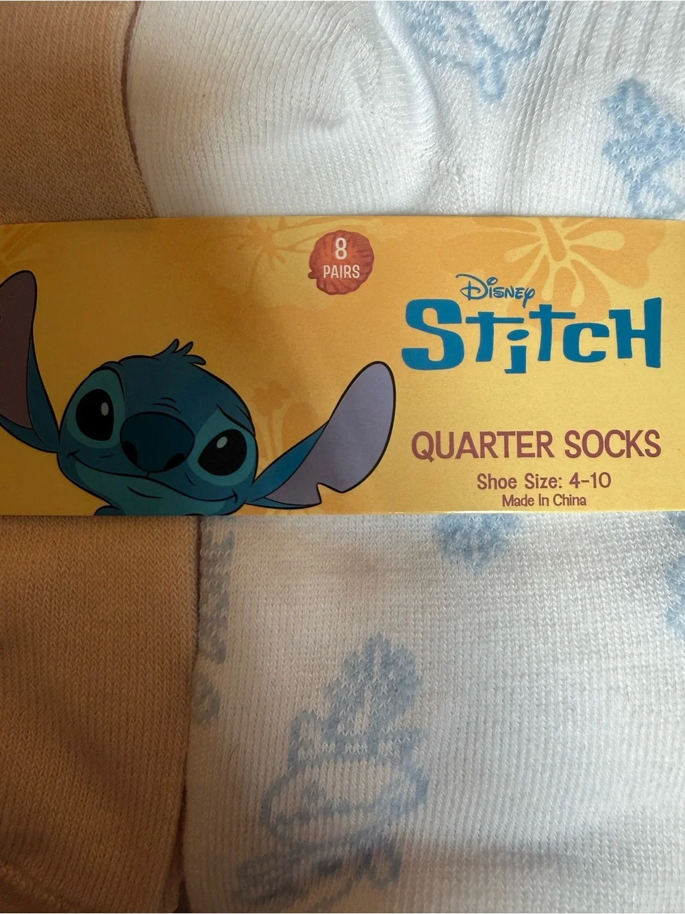 Disney Stitch Women’s Quarter Socks - - 8 Pairs - NWT